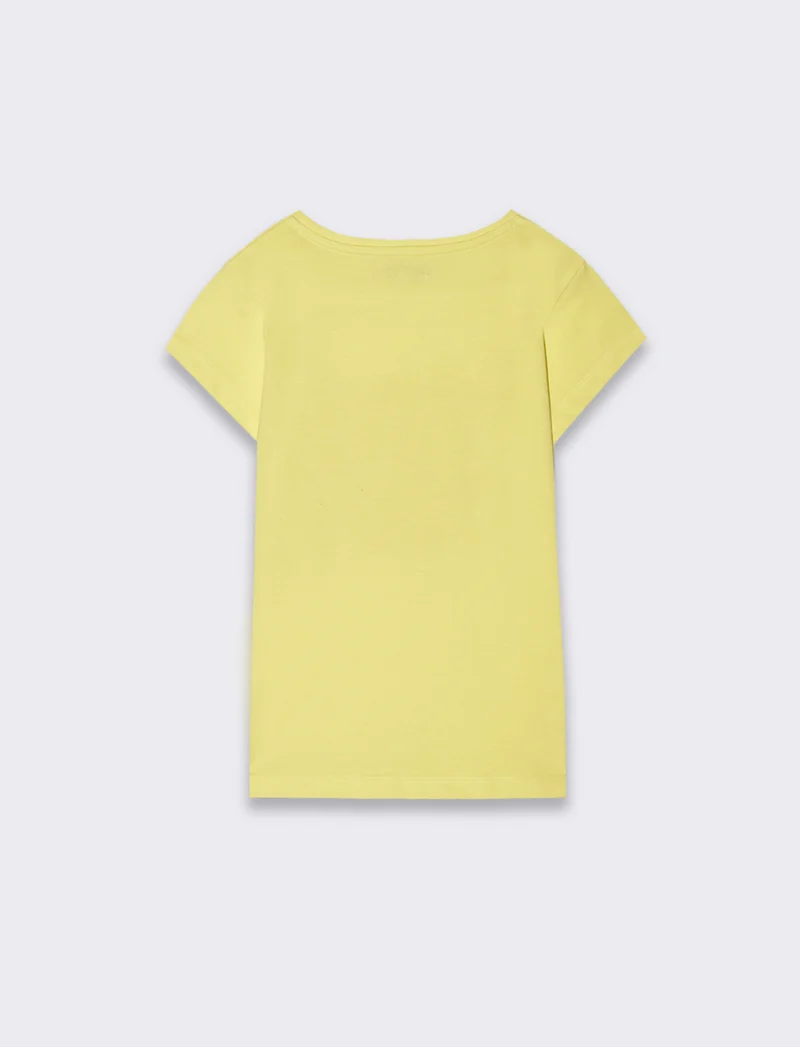 T-shirt da bambina con stampa monocolore - Giallo