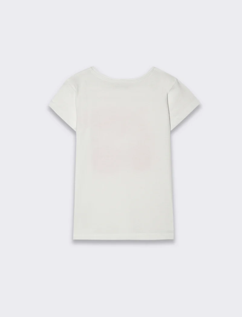 T-shirt da bambina con stampa monocolore - Bianco