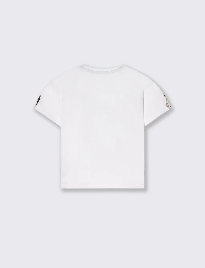 T-shirt con pattina sulle maniche da neonato - Bianco