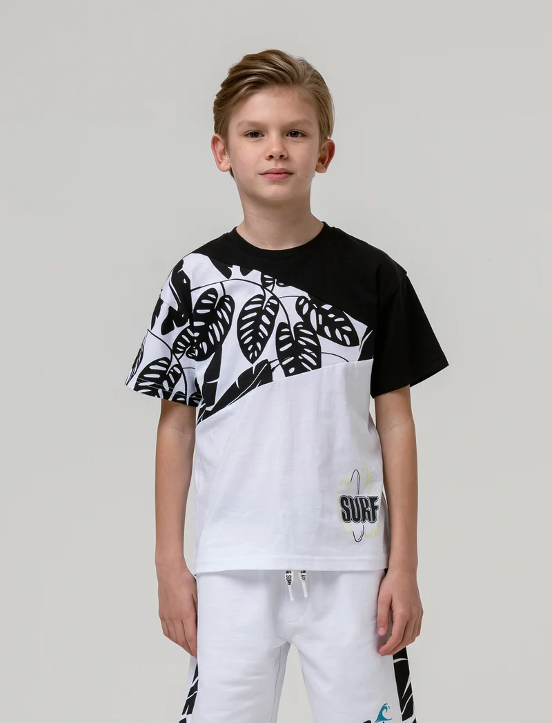 T-shirt bicolor da bambino - Fantasia