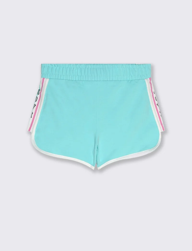 Short con bordini a contrasto da bambina - Verde acqua