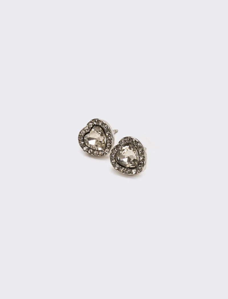 Orecchini donna strass a cuoricino - Trasparente