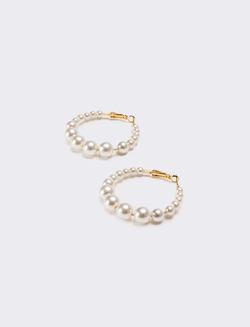 Orecchini donna cerchi con perle gradiens - Oro