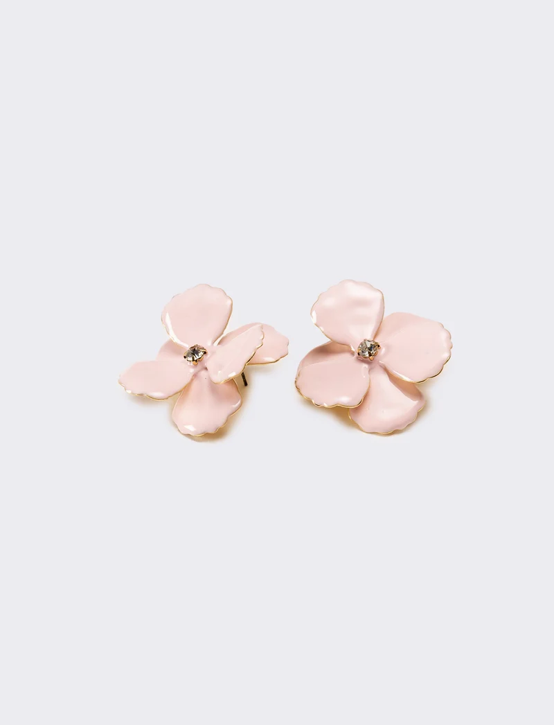 Orecchini donna fiore con strass - Rosa