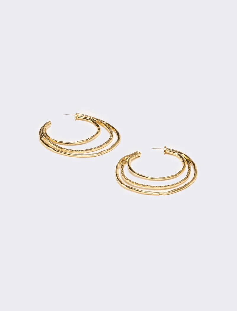 Orecchini donna a 3 livelli martellati - Oro