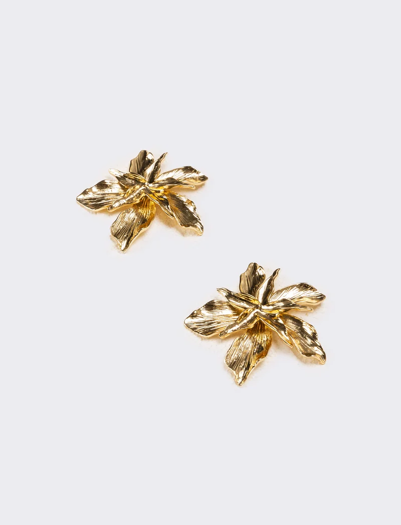 Orecchini donna fiore con striatura - Oro