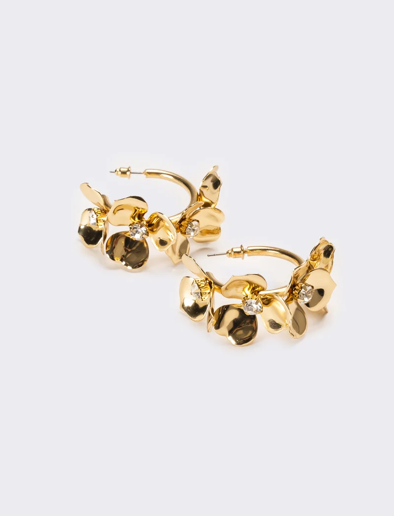 Orecchini donna mezzo cerchio fiore - Oro