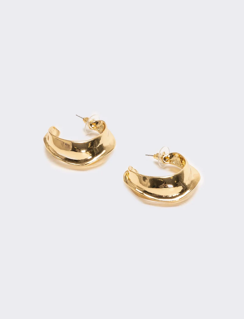 Orecchini donna mezzo cerchio con striatura - Oro