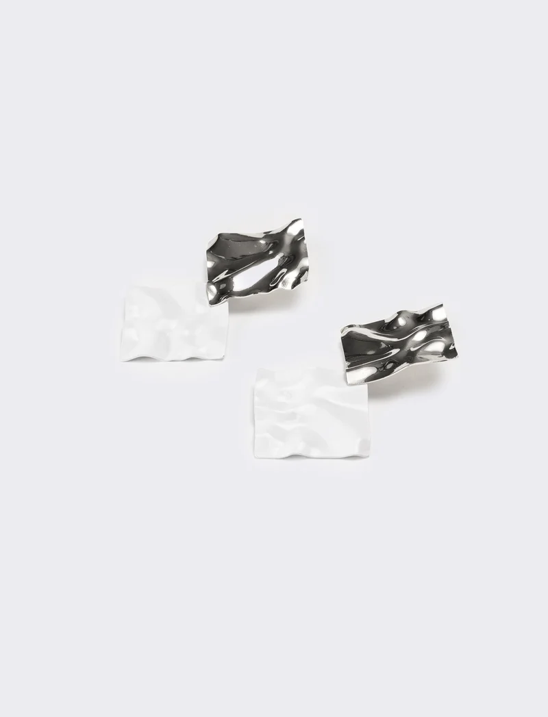 Orecchini donna doppio rombo martellato - Argento