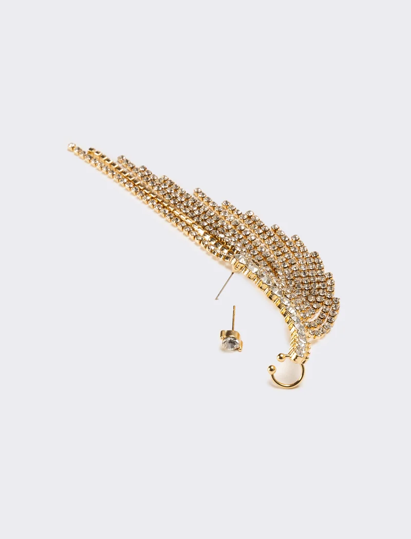 Orecchini donna ear cuff strass - Oro