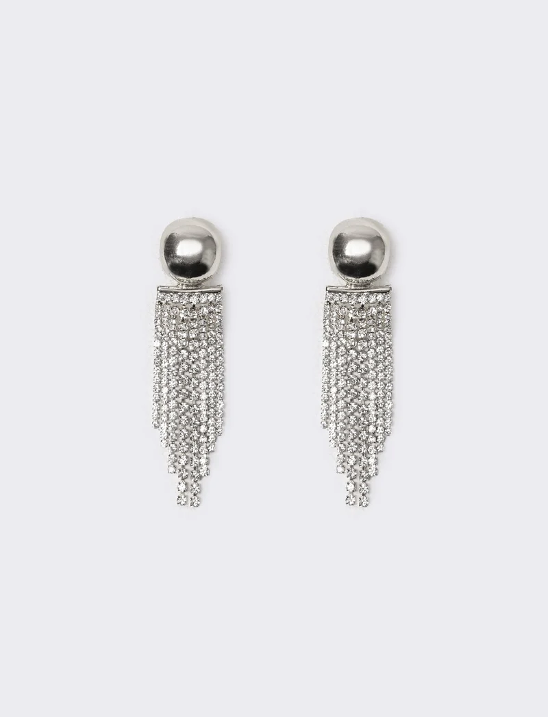 Orecchini donna cascata strass - Argento