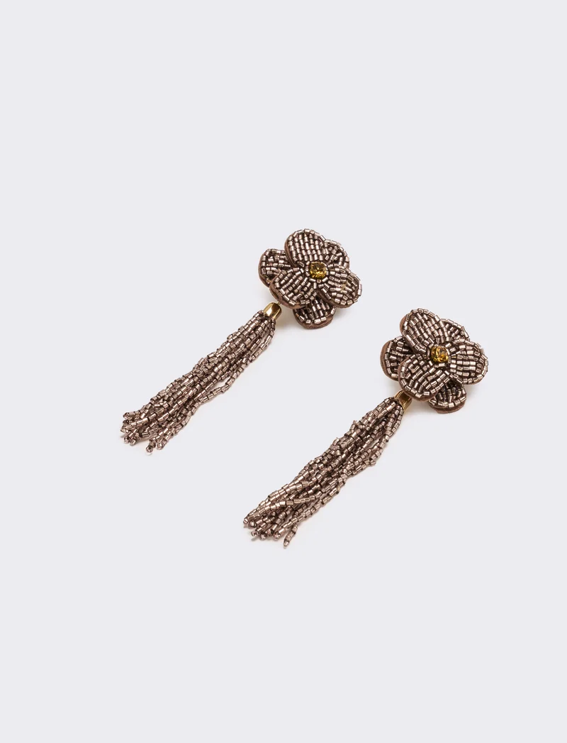 Orecchini donna fiore in conteria - Rame