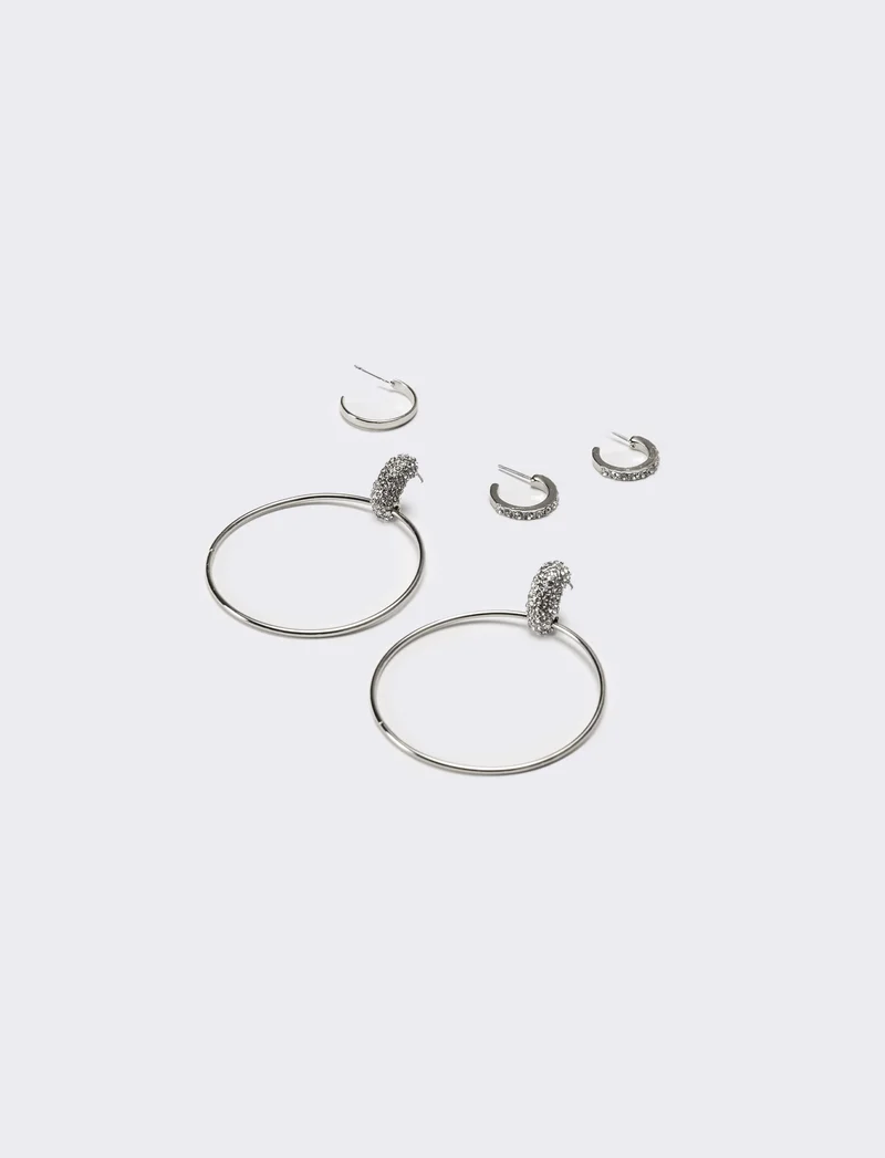 Orecchini donna card 3 paia cerchi - Argento