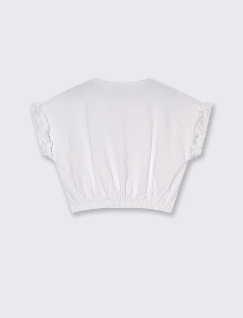 T-shirt estiva da bambina con rouches - Bianco