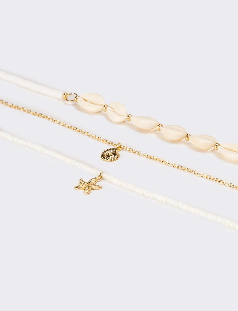 Collana donna con conchiglie e conteria - Bianco