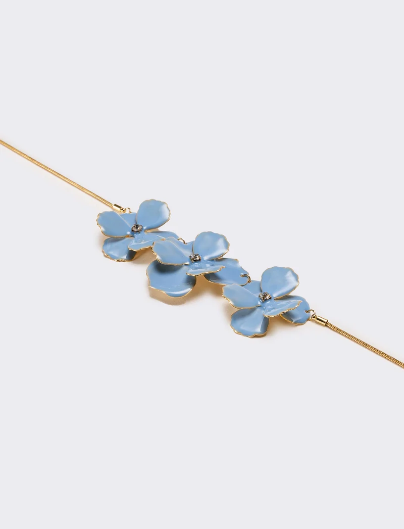 Collana donna con fiori smaltati - Celeste