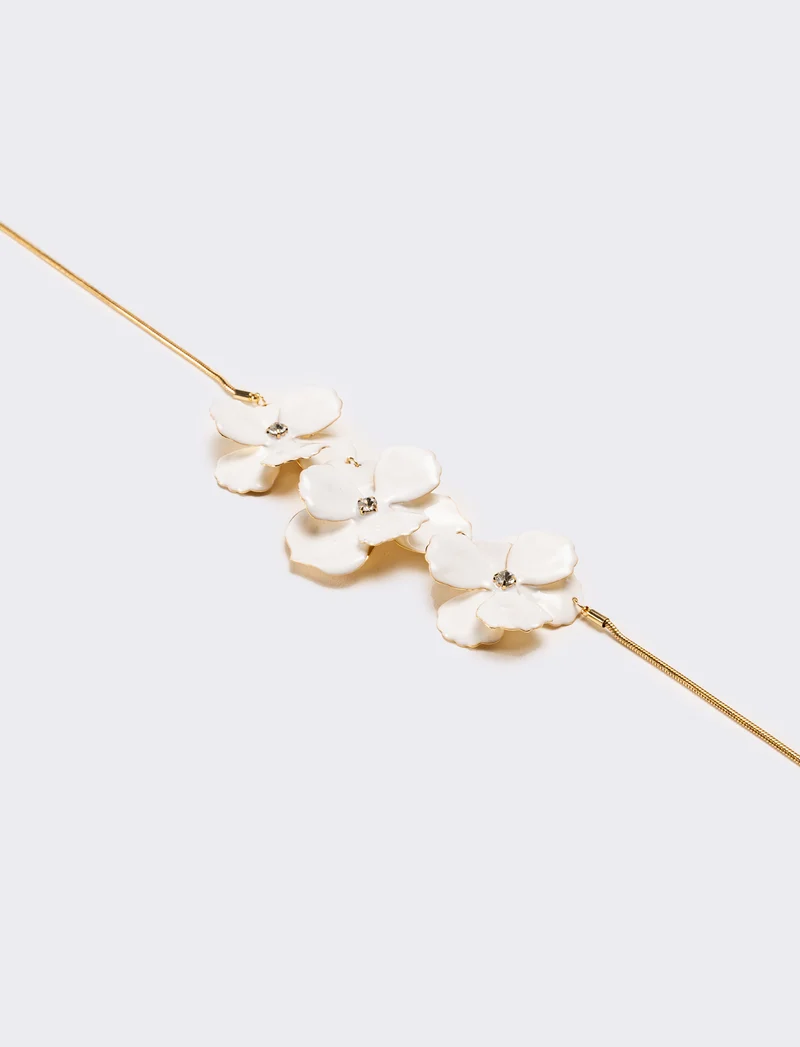Collana donna con fiori smaltati - Bianco