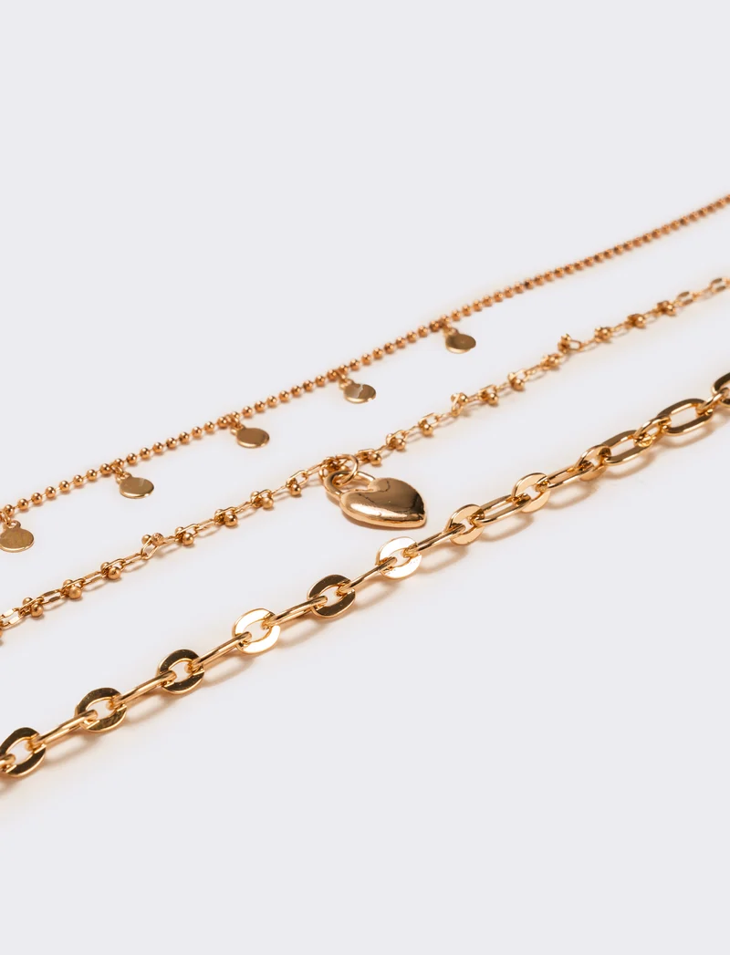 Collana donna 3 fili diversi - Rosa