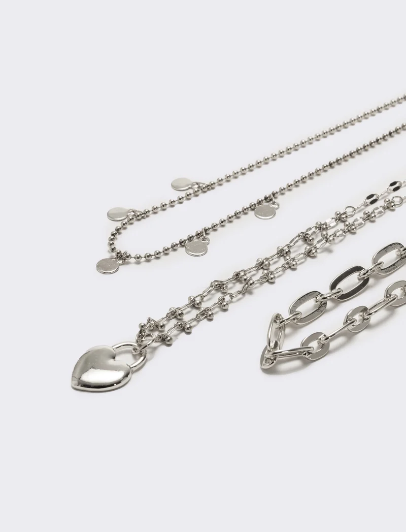 Collana donna 3 fili diversi - Argento