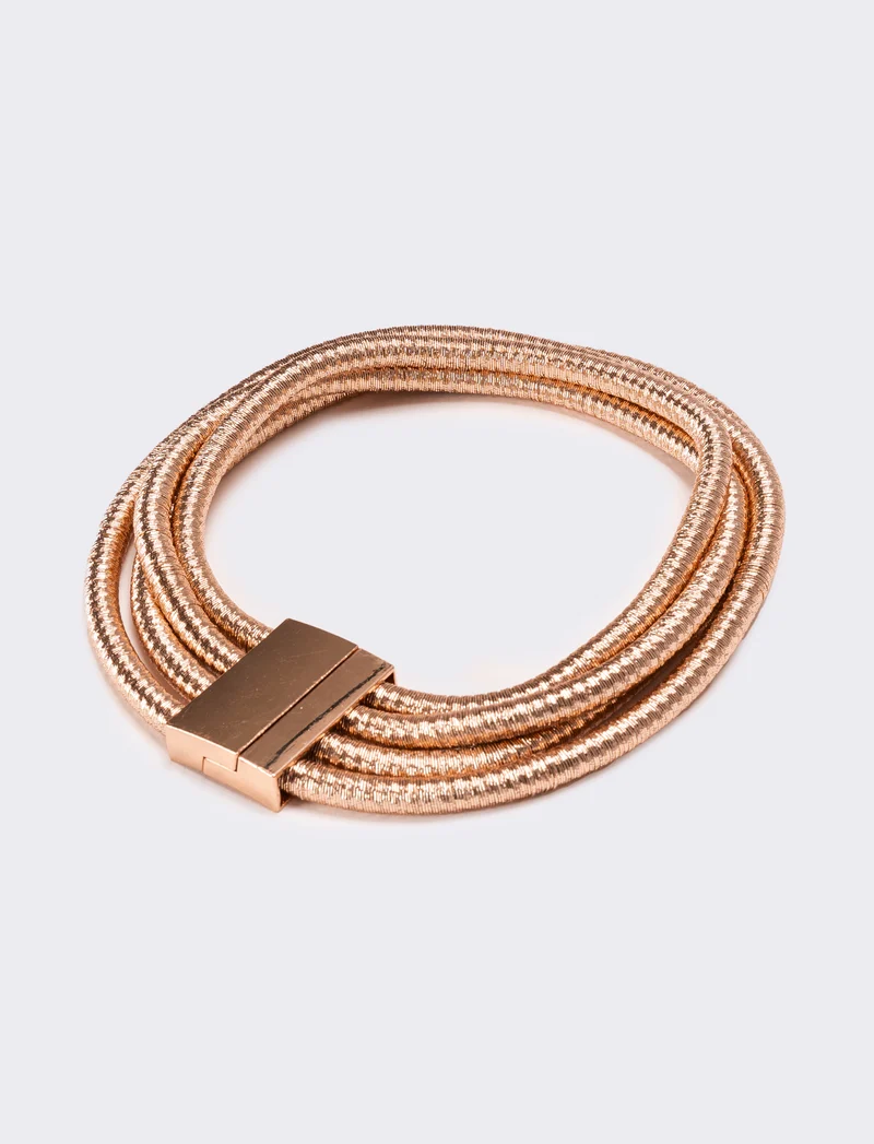 Collana donna 4 cordoni con chiusura metallo - Rosa