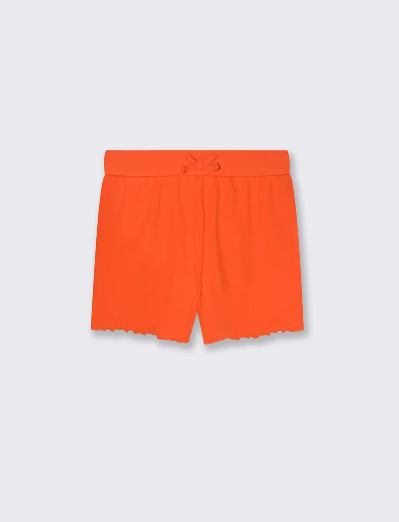 Short in rib con orlo ondulato da bambina - Aragosta
