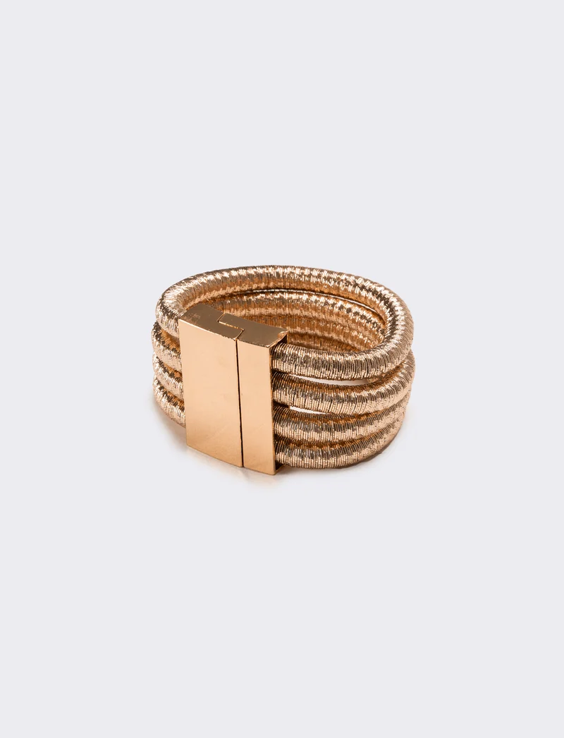 Bracciale donna 4 cordoni con chiusura metallica - Rosa