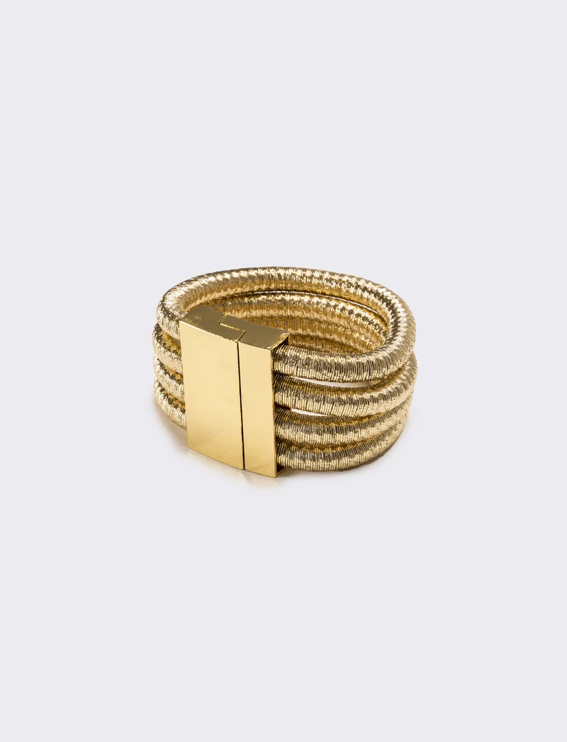 Bracciale donna 4 cordoni con chiusura metallica - Oro