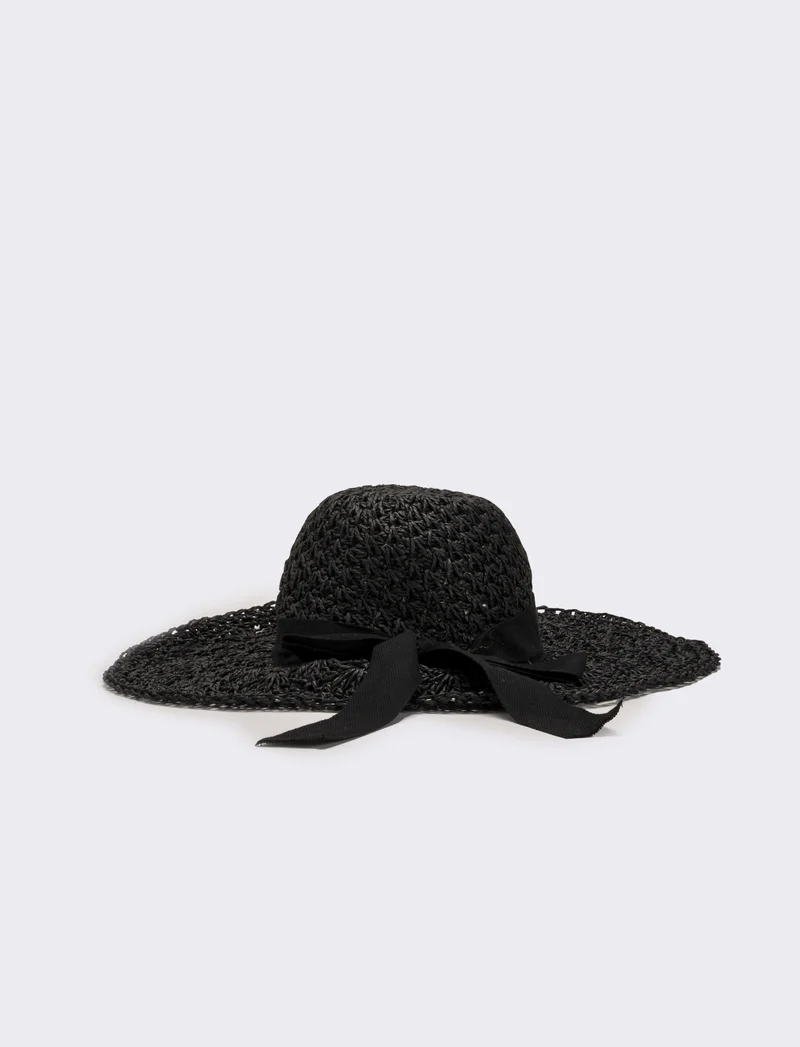 Cappello donna falda larga ventaglio - Nero