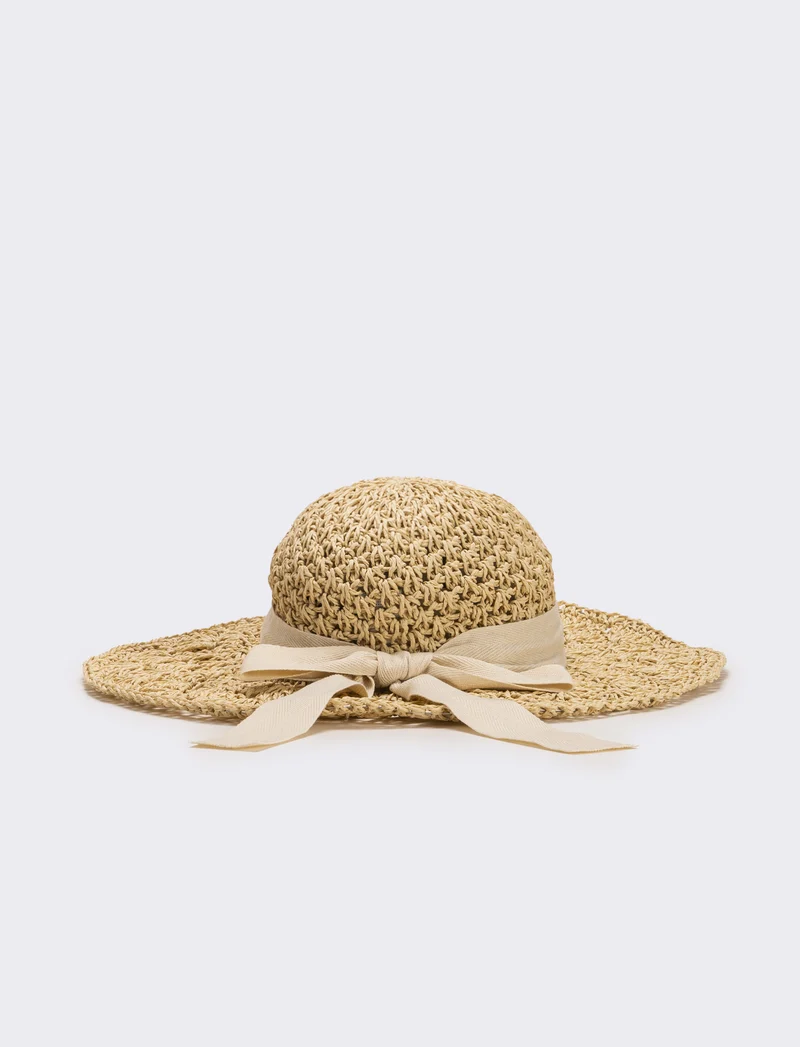 Cappello donna falda larga ventaglio - Beige