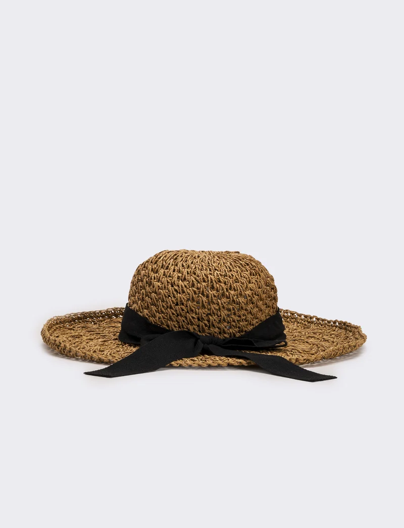 Cappello donna falda larga ventaglio - Marrone