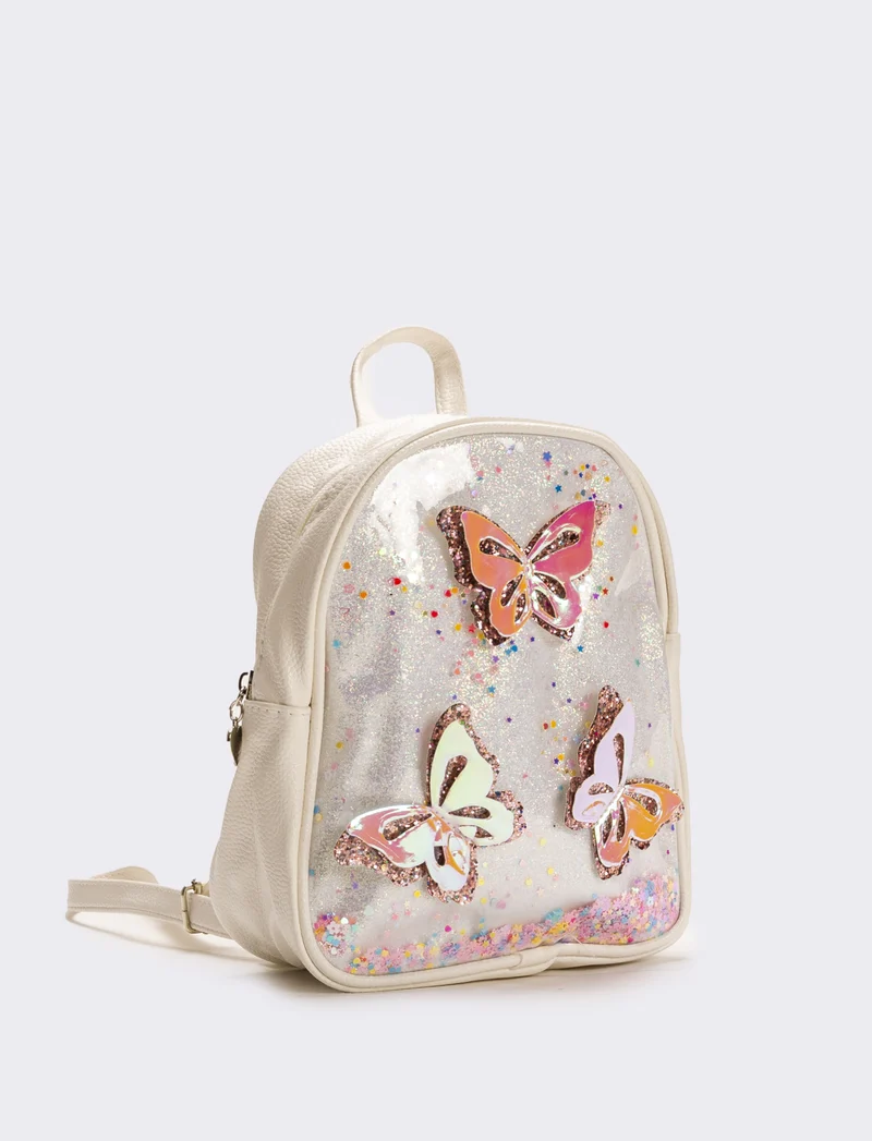 Zaino bambina con farfalle - Bianco