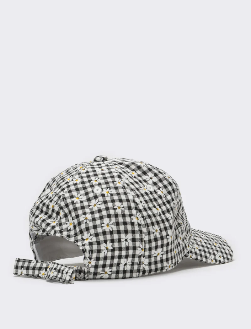 Cappello bambina baseball con margherite - Nero