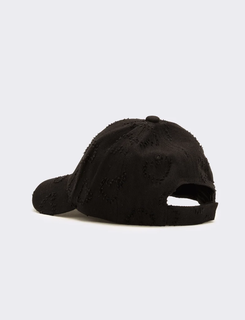 Cappello bambina cuori denim - Nero