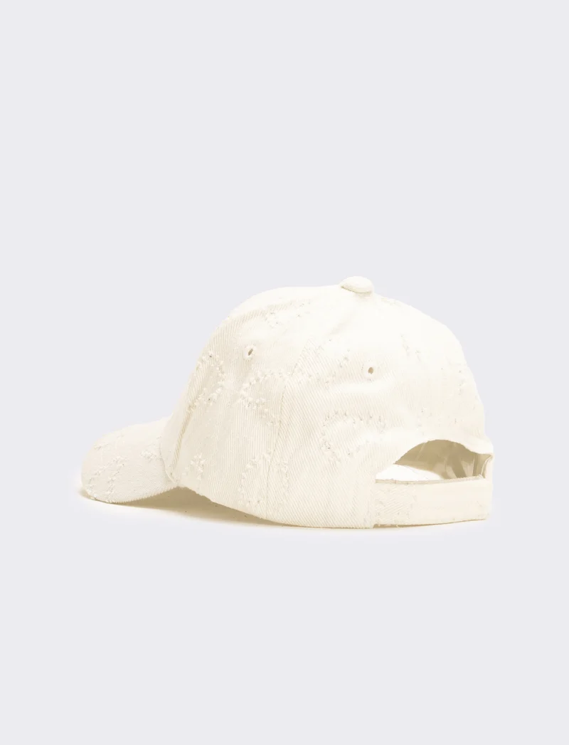 Cappello bambina cuori denim - Bianco