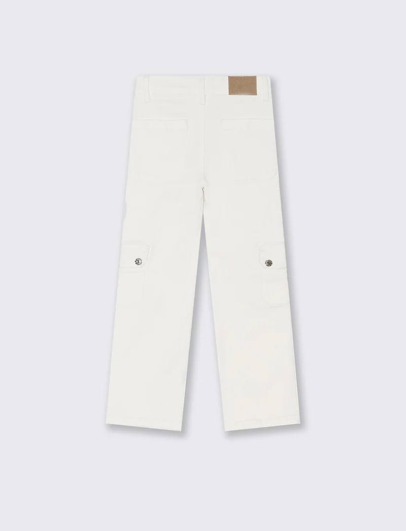 Jeans modello flare con tasconi da bambina - Bianco