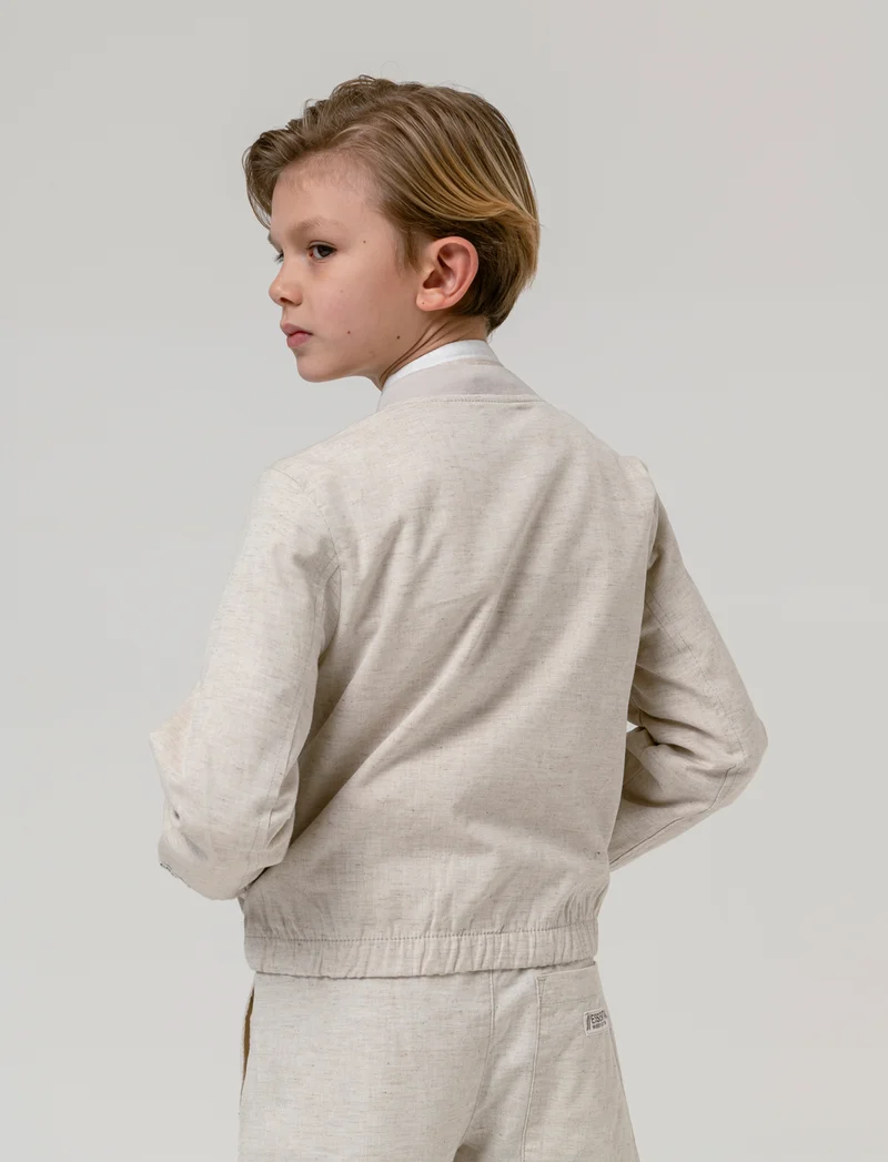 Bomber misto lino da bambino - Sabbia