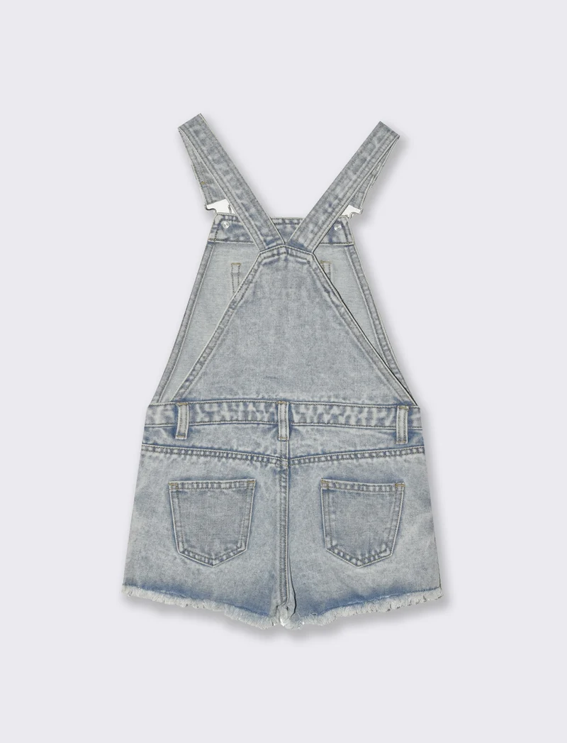 Salopette con shorts da bambina - Denim