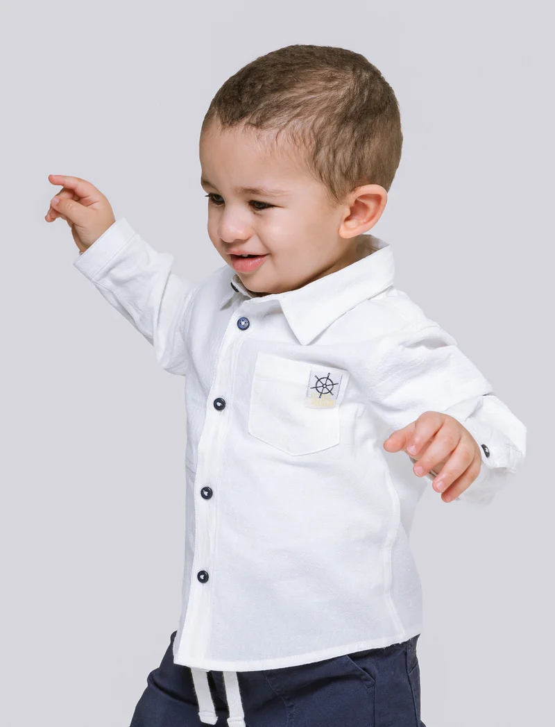 Camicia con taglio e tasca da neonato - Bianco