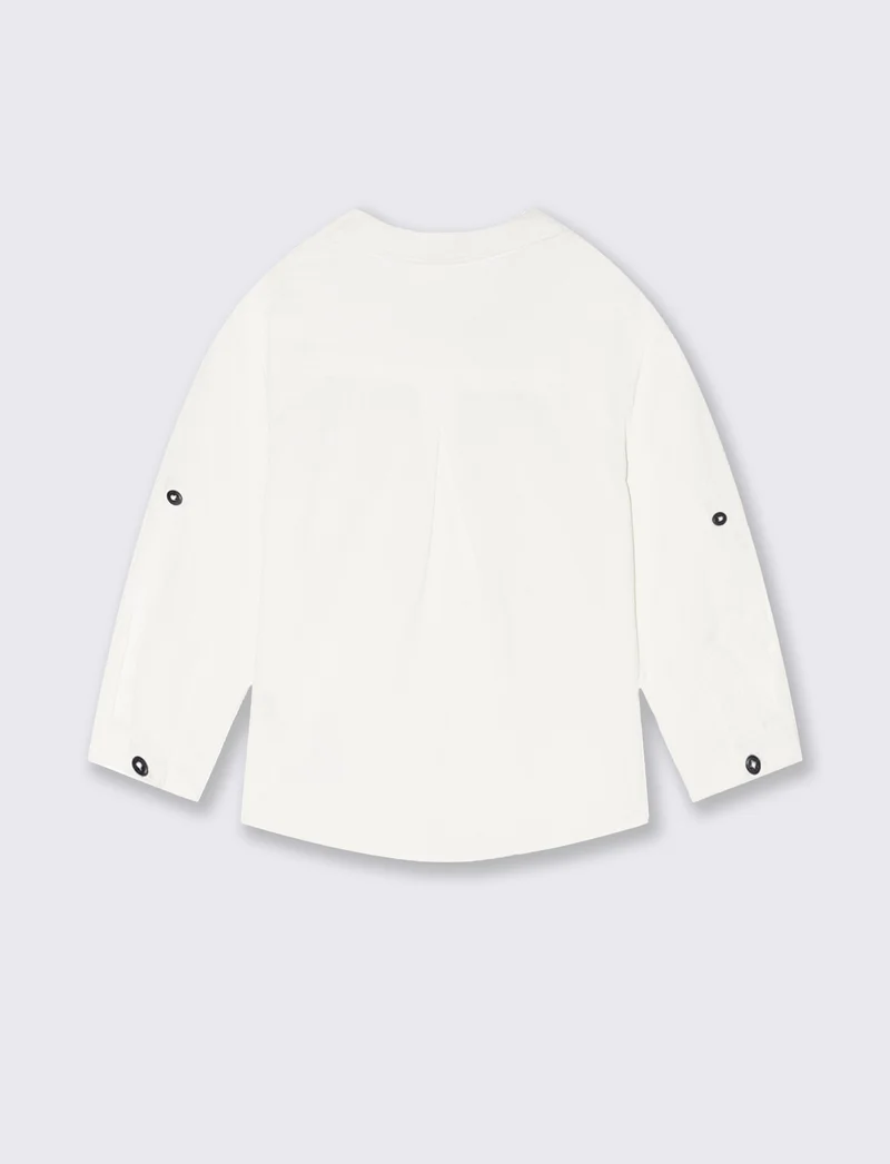 Camicia con taglio e tasca da neonato - Bianco