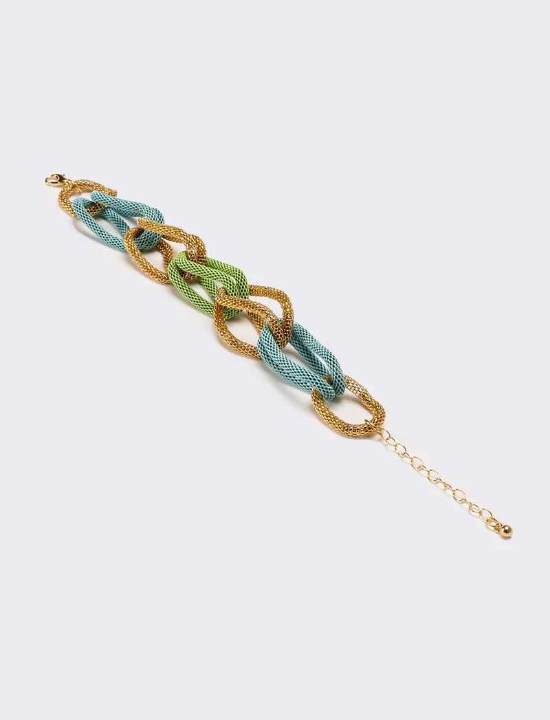 Bracciale donna maglia metallica colorata - Verde