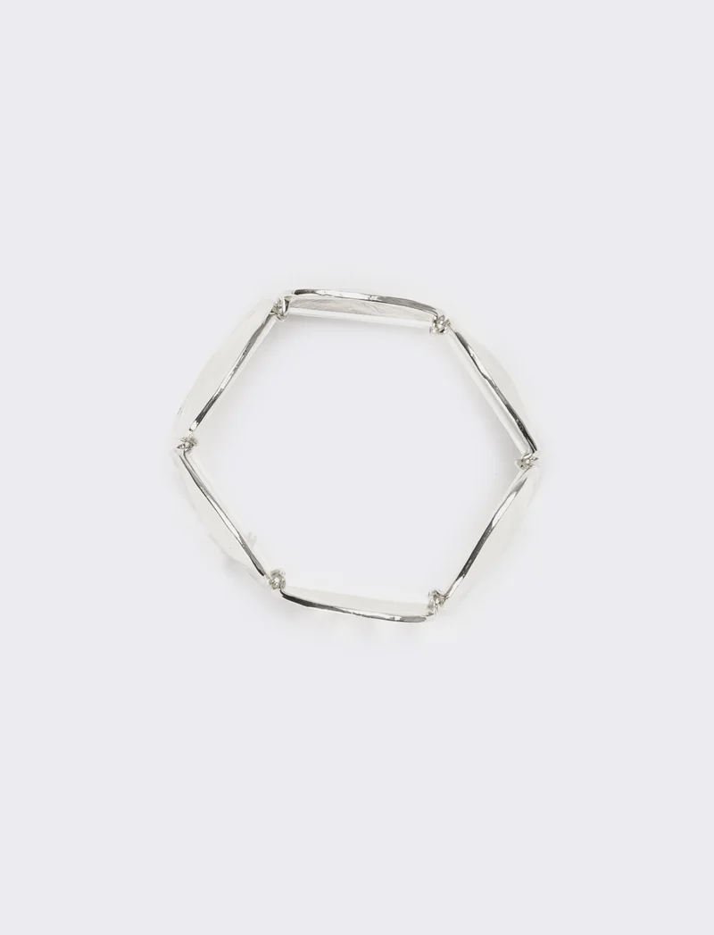 Bracciale donna martellato elastico - Argento