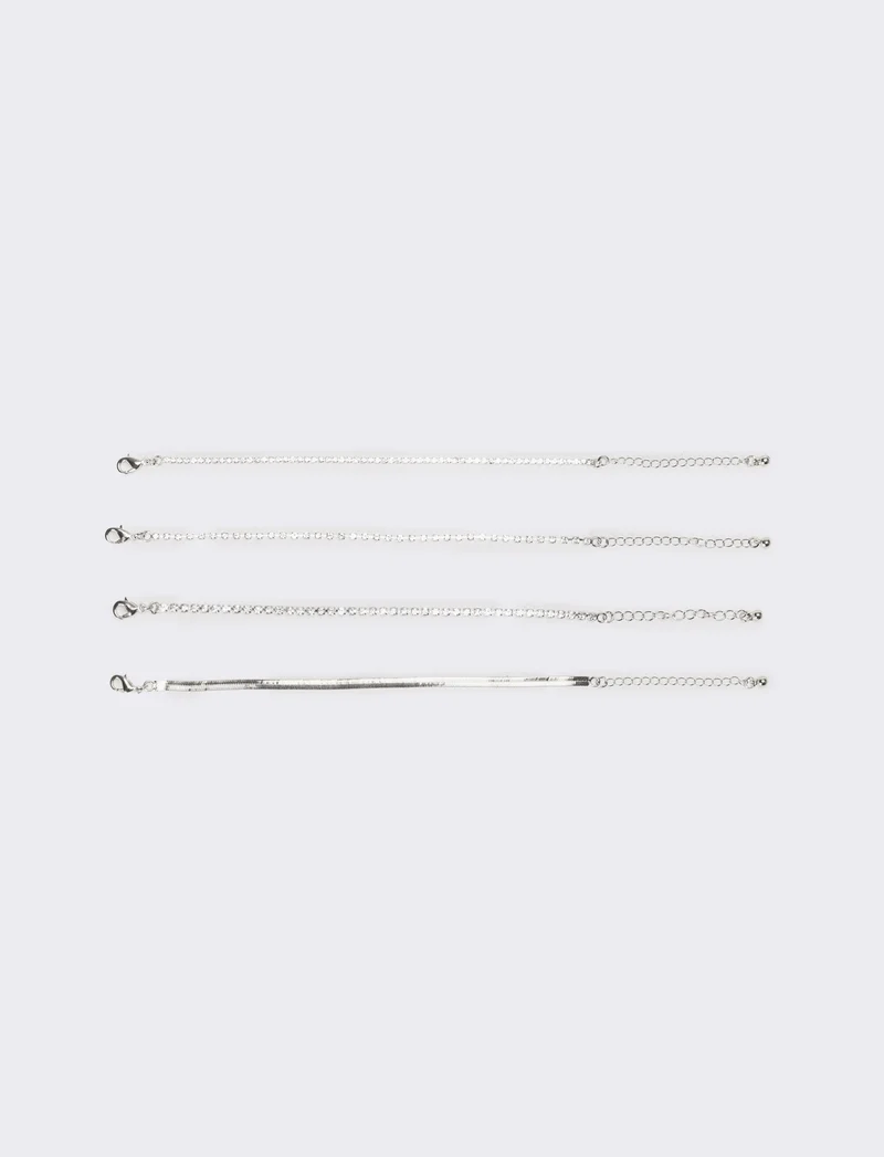 Bracciali donna 4 fili con strass - Argento