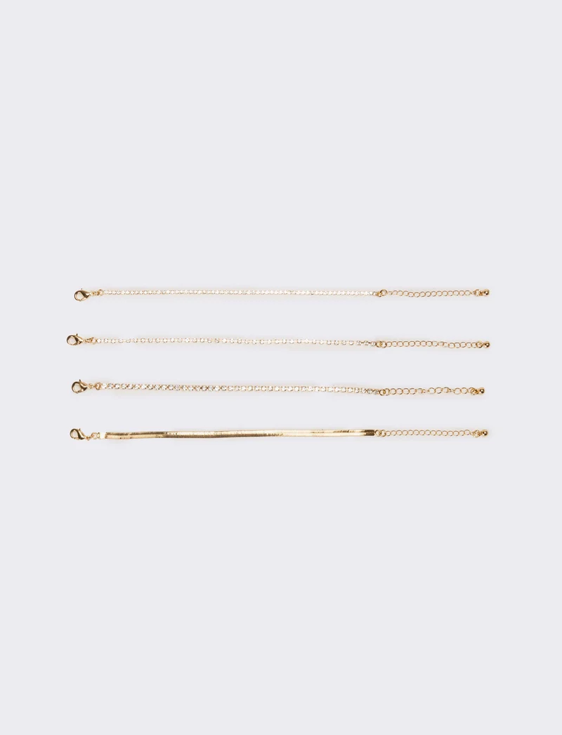 Bracciali donna 4 fili con strass - Oro