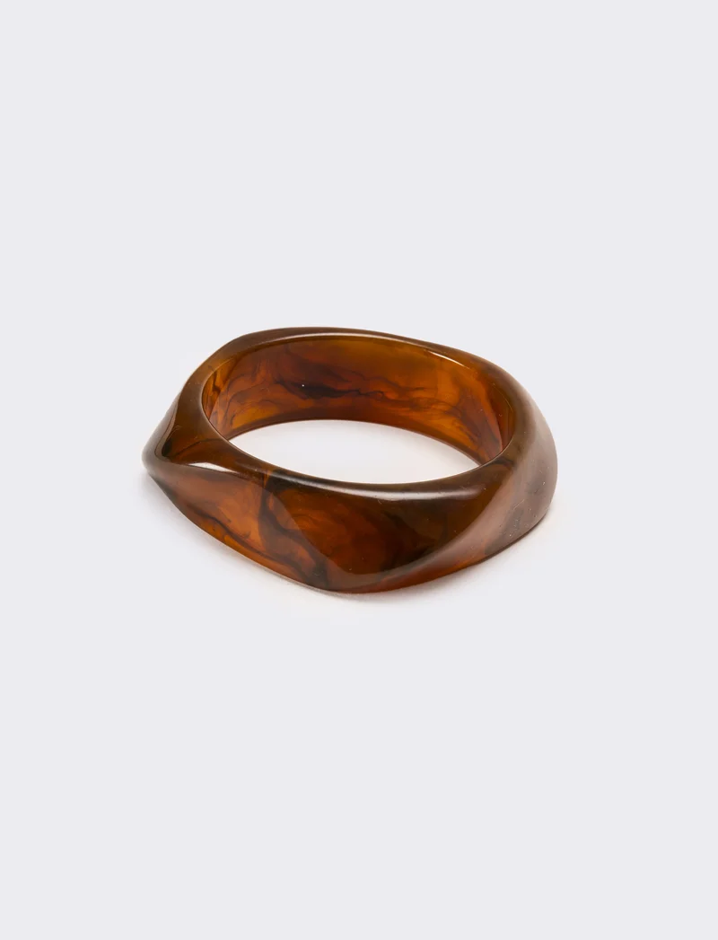 Bracciale donna rigido effetto resina - Marrone
