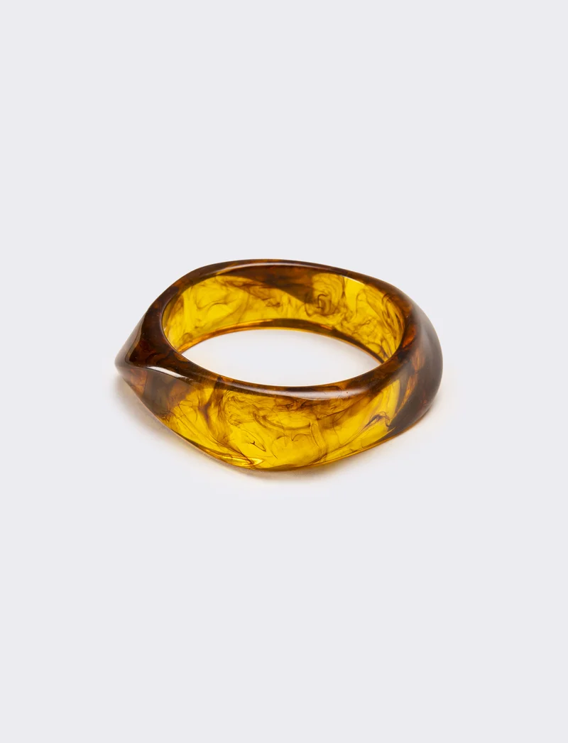 Bracciale donna rigido effetto resina - Marrone scuro