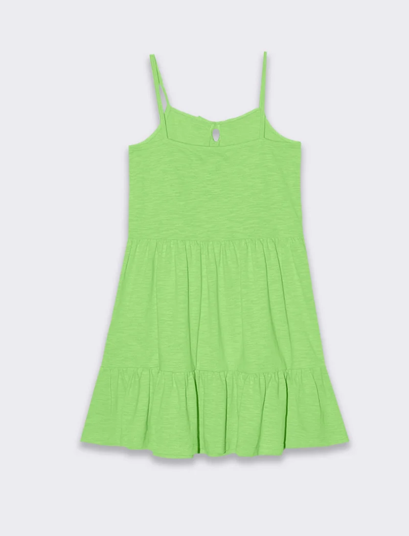 Vestito fluo con balze da bambina - Verde