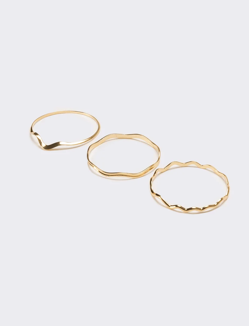 Bracciale donna 3 pezzi ondulati - Oro