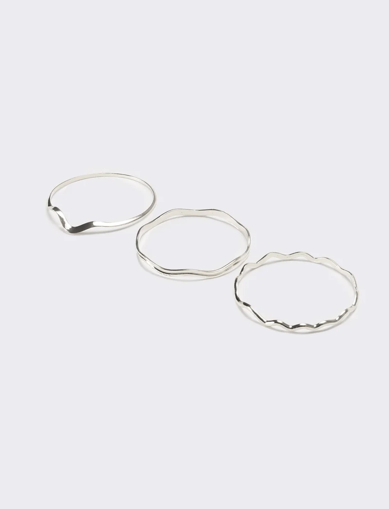 Bracciale donna 3 pezzi ondulati - Argento
