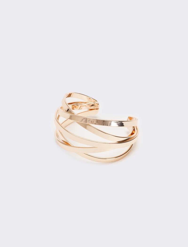Bracciale donna 5 fili rigido aperto - Rosa