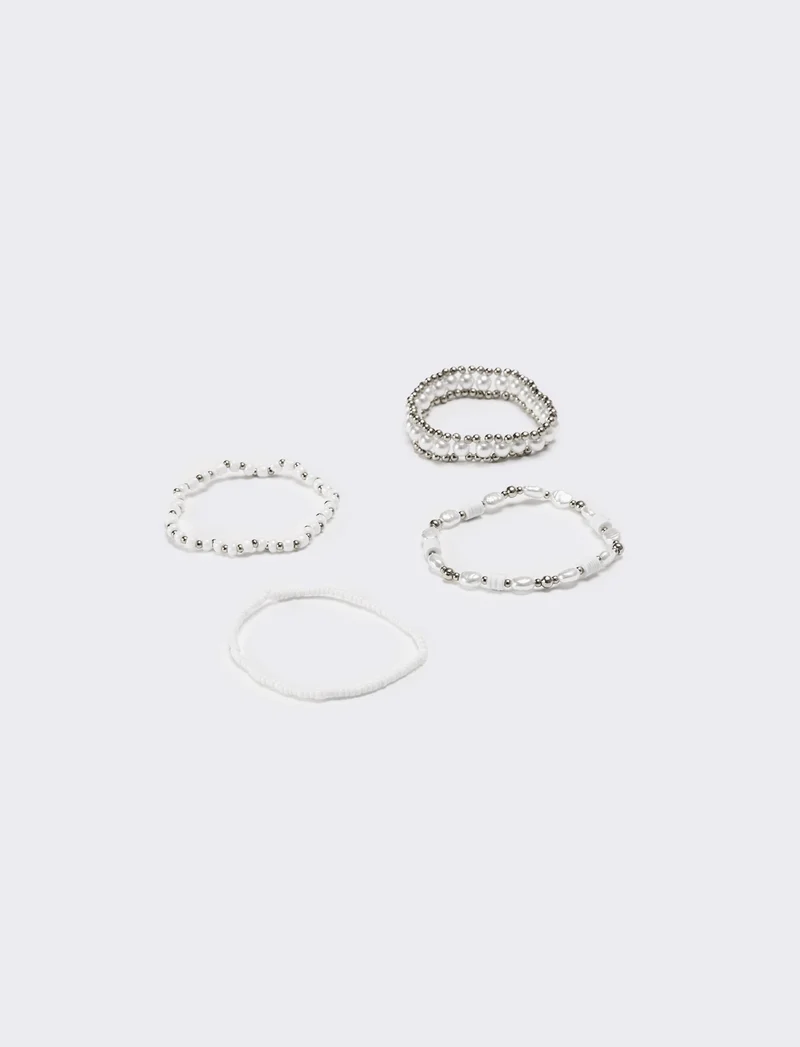 Bracciale donna 4 fili elastici - Argento